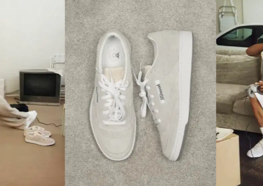 JJJJound und Reebok Kollaboration, die das minimalistische Grey Leather Pack präsentiert.