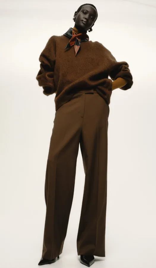 H&M elegante Hose mit hohem Bund in Braun als vielseitiges Capsule Wardrobe Essential