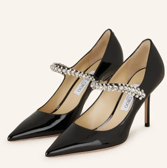 Jimmy Choo Slingpumps BING 85 in Schwarz mit Schmucksteinen als elegantes Capsule Wardrobe Essential