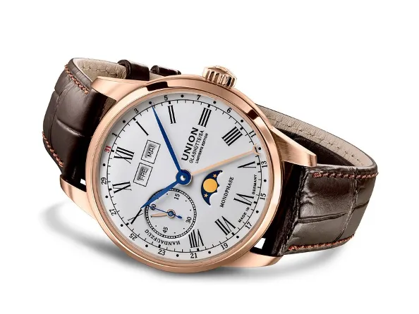 Union Glashütte Herrenuhr 1893 Handaufzug Mondphase