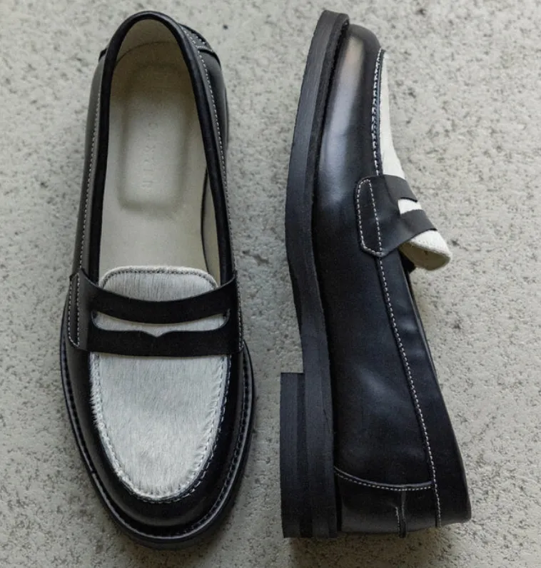 Duke + Dexter wilde pony loafer w Black / White