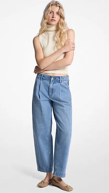 Michael Kors Barrel Jeans aus Denim mit hoher Taille und geradem, leicht gerundetem Bein