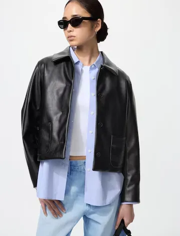 Coated Short Jacket | Faux Leather