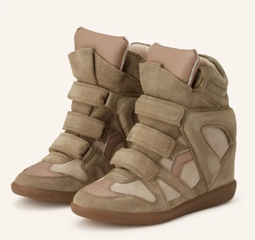 Beige ISABEL MARANT Bekett Hightop Sneaker mit verstecktem Keilabsatz