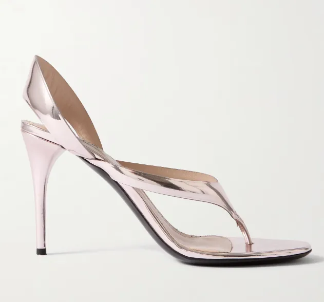 ALAÏA Divine 90 Sandalen aus Leder mit Spiegeleffekt