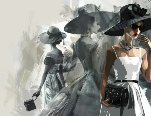 Elegantes Mode-Editorial mit Hut und Couture-Kleid – Symbolbild für Red-Carpet-Fashion und Modetrends 2026.