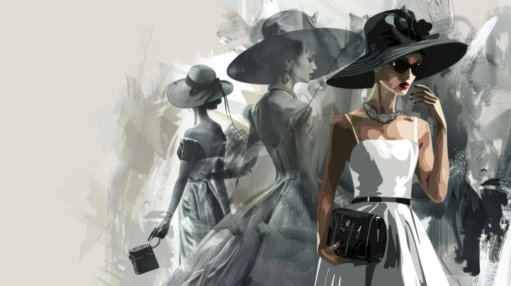 Elegantes Mode-Editorial mit Hut und Couture-Kleid – Symbolbild für Red-Carpet-Fashion und Modetrends 2026.