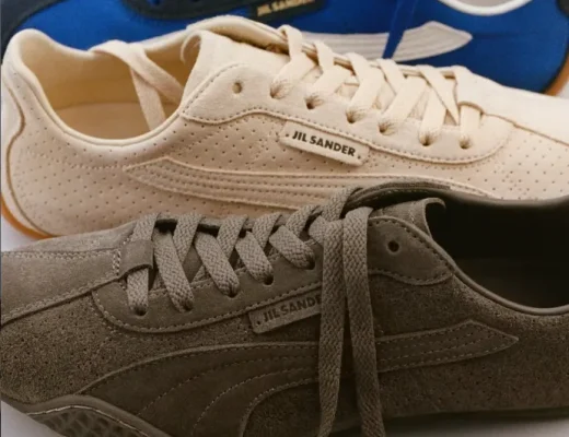 Jil Sander x Puma Sneaker K-Street in Beige, Blau und Braun im Detail