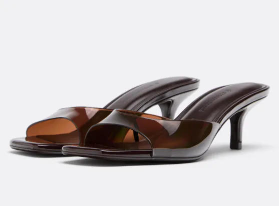 High-Heel Mules aus Vinyl