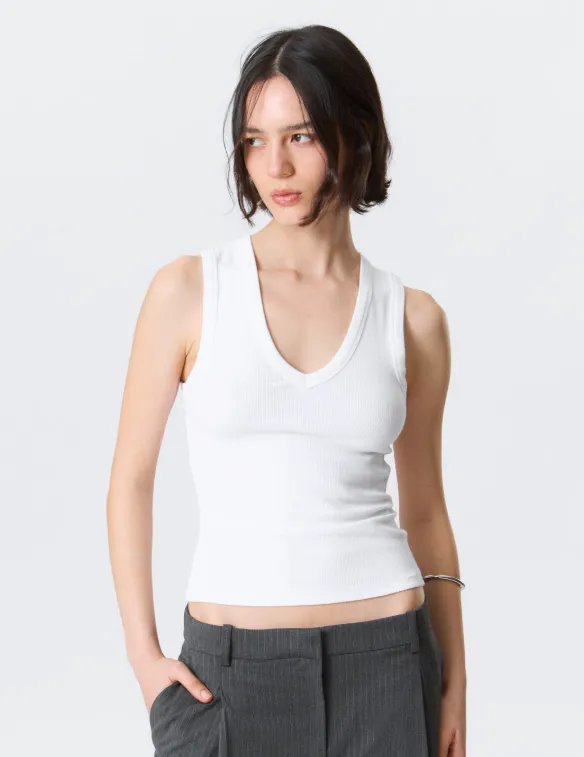 WEEKDAY GERIPPTES TANKTOP MIT V-AUSSCHNITT