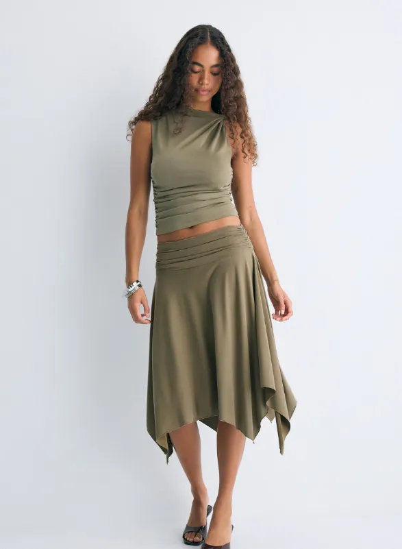 Stradivarius Asymmetrischer Midirock