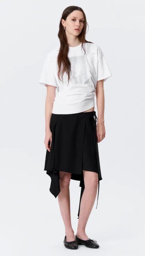 WEEKDAY ASYMMETRISCHER MIDI-WICKELROCK MIT MITTLEREM BUND