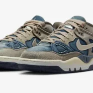 Nike x Levi’s x Nigo – limitierter Denim-Air Force 3 mit stone-washed Denim, beigen Wildleder-Overlays und gealterter Zwischensohle