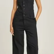 Schwarzer Raw-Denim-Look – G-Star 30YR Apre Anzug mit weiter Silhouette